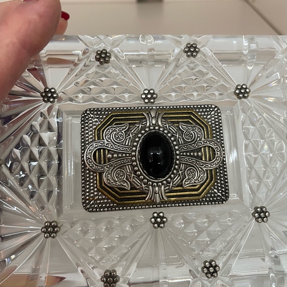 Glass and silver decorative box with lid - Picture 7 of 11
